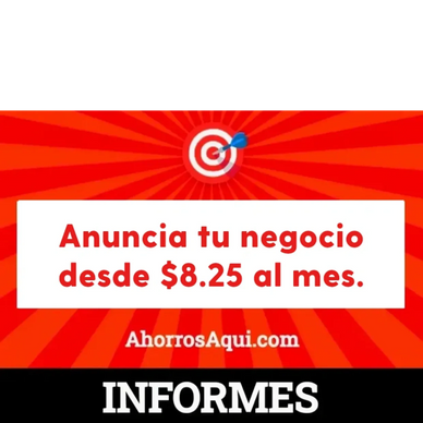 Anuncio para promocionar negocios desde $8.25 al mes.