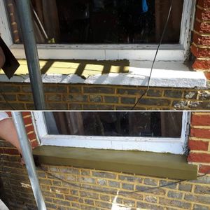 window sill repairs, exterior decorating, lime wash