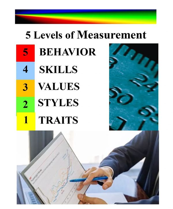 Chart showing 5 levels of measurement from traits to behavior.