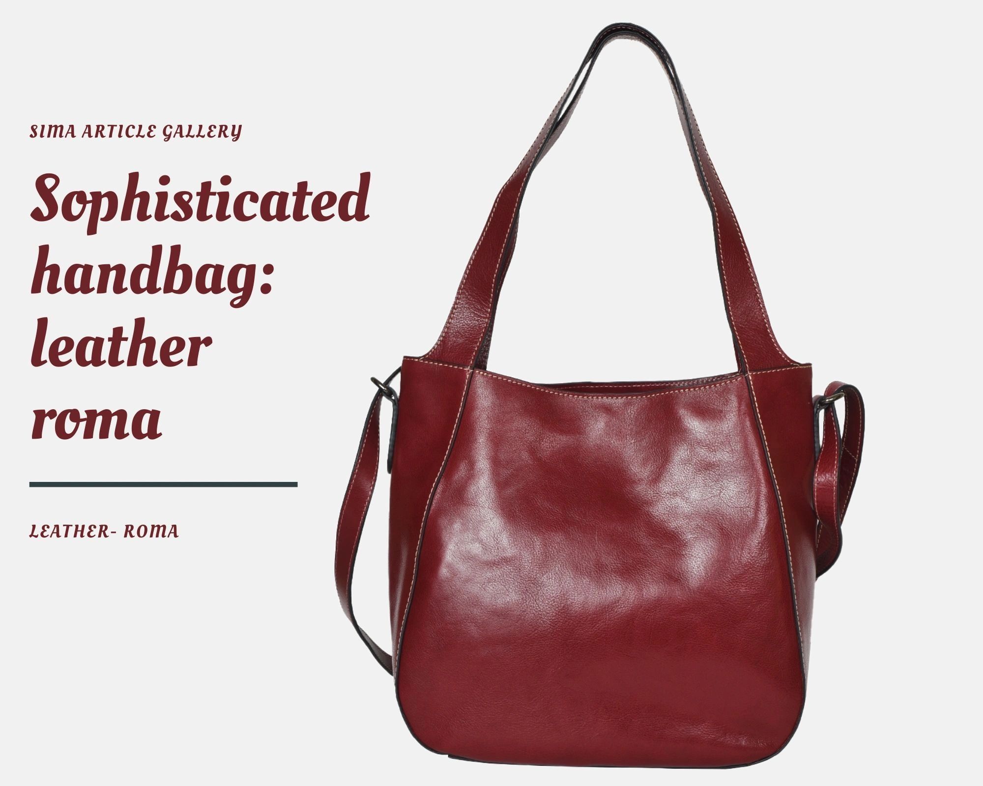 Elegant red leather handbag with dual handles and detailed stitching.