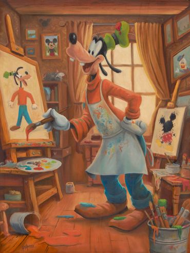 "Goofy the Artist" Oil on Canvas 18" x 24" Original Sold