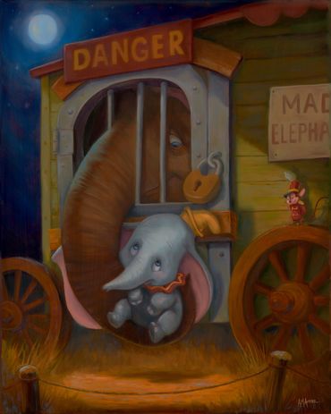 "Dumbo and Mother: Misunderstood" Oil on Canvas 24" x 30" Original Sold