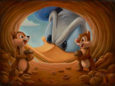 "Chip and Dale: The Acorn Bandits" 18" x 24" Oil on Canvas