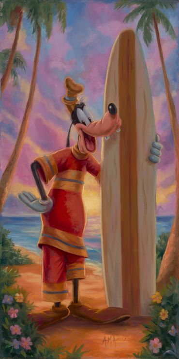 "Goofy's Hawaiian Holiday" Oil on Canvas 12" x 24" - Available