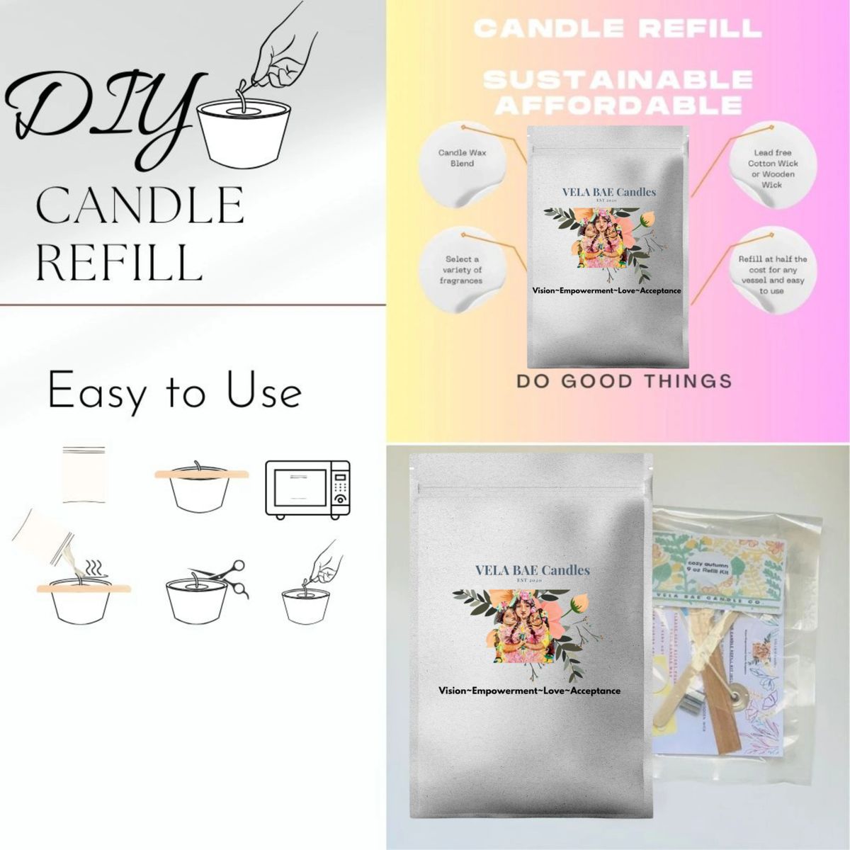 Wax Pack - Small (8oz) DIY Candle Refill Kit – Queer Candle Co.