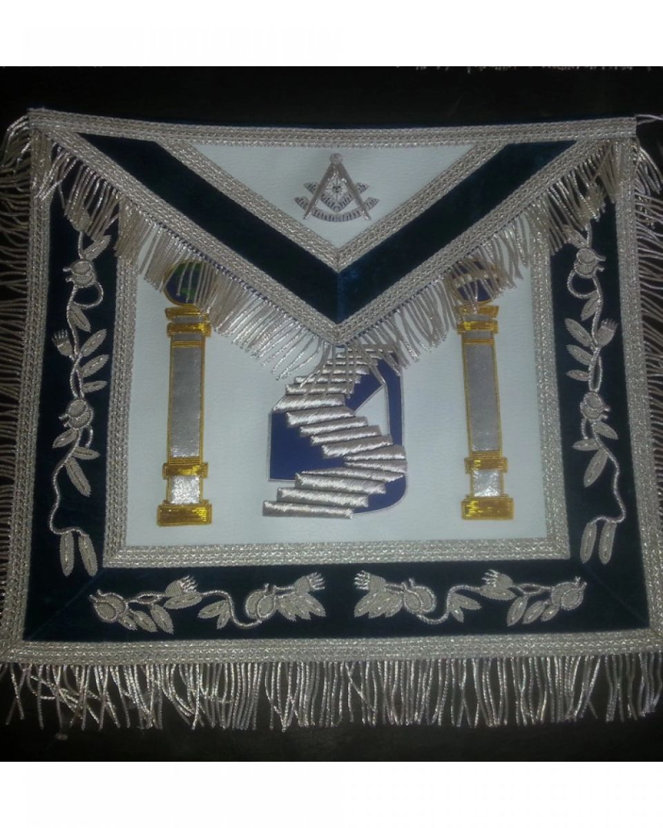 Master Mason Pattern Subtle Silver Bullion Past Master Masonic Apron