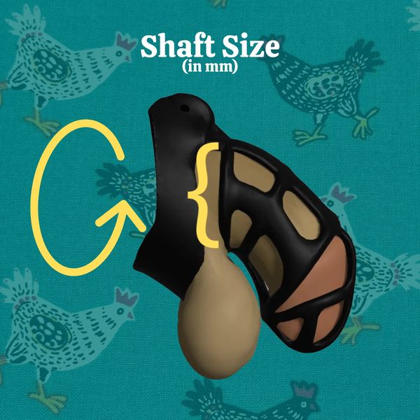 RoosterCage custom chastity - measuring guide - shaft size