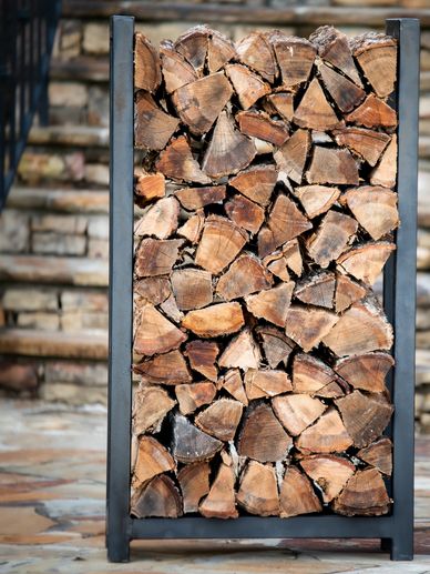 firewood rack of wood, steel wood rack of wood