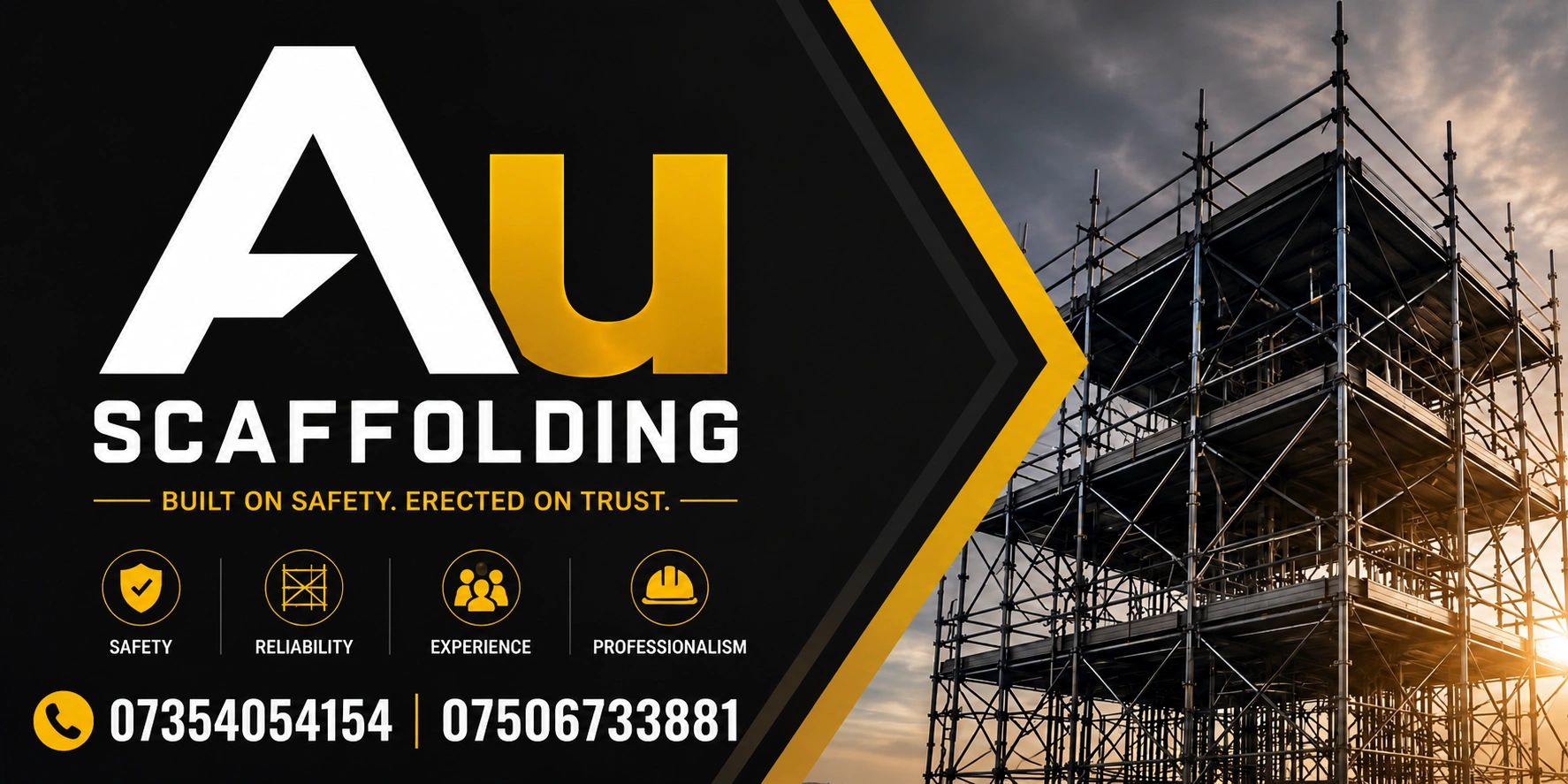 Advertising image for AU Scaffolding service.