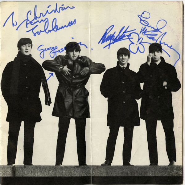 The Beatles 1964 USA LTD 12X12 inch Program signed in blue felt tip pen