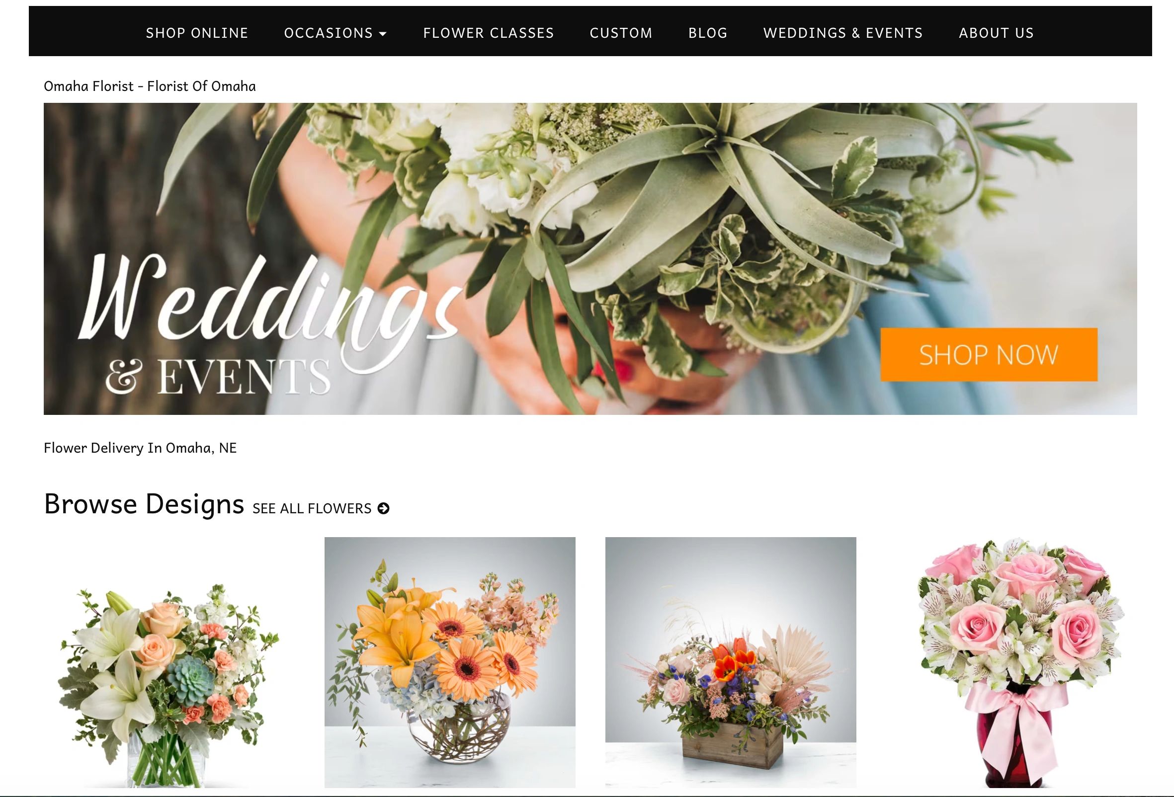 Floral arrangements for weddings and events from Omaha Florist.