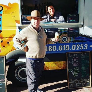 Amy & Steve, owners of Cup of Joey pictured at their original coffee truck. 