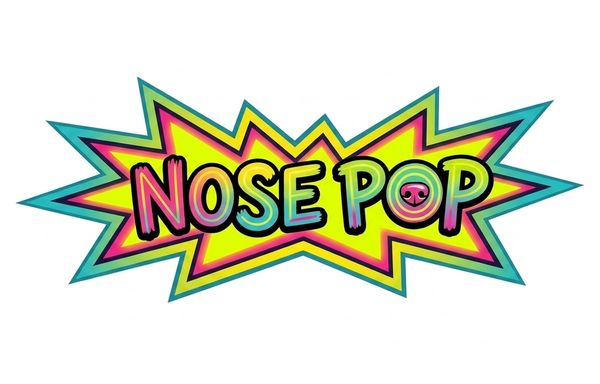 Colorful comic-style text saying 'NOSE POP'.