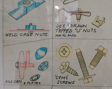 Sems screws
plastic fasteners
trim clips