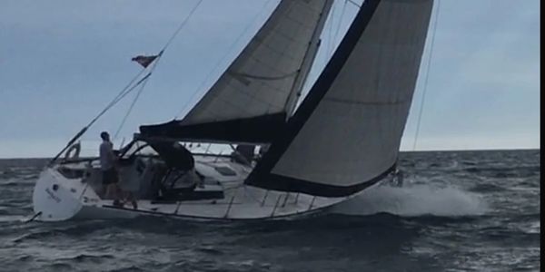 1982 CHASER 39 Sailboat under sail.