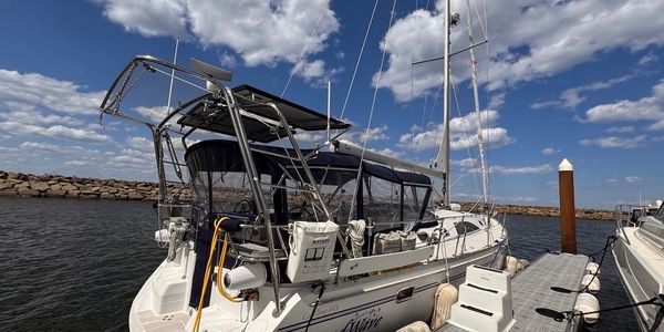 Image of a 2012 Catalina 445 sailboat at the dock, For Sale by Breezeway Yachts