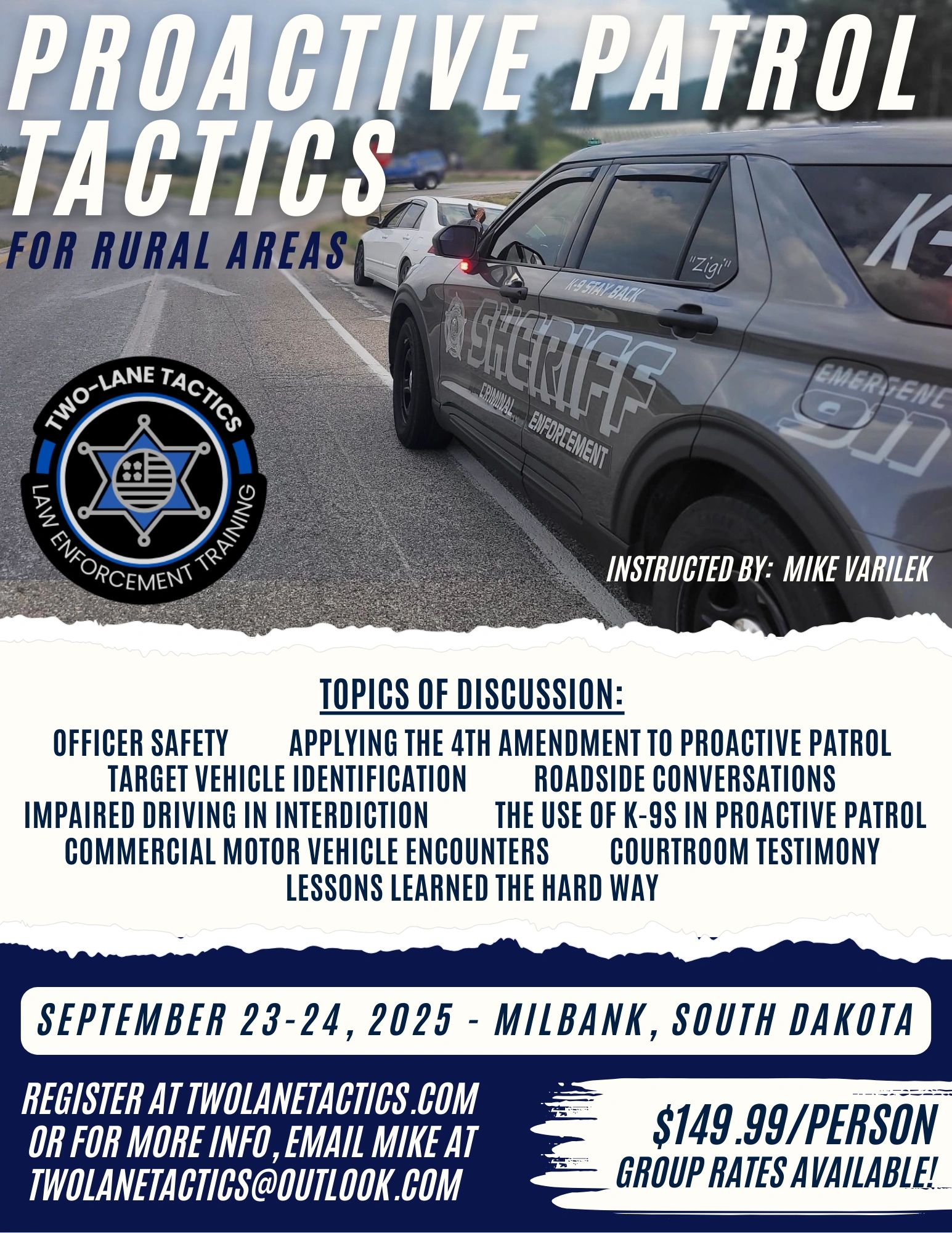 September 23-24, 2025 - Milbank, SD: Proactive Patrol Tactics (For ...