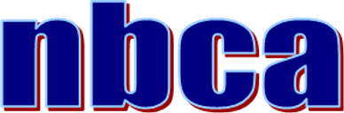Blue and red outlined letters spelling 'nbca'