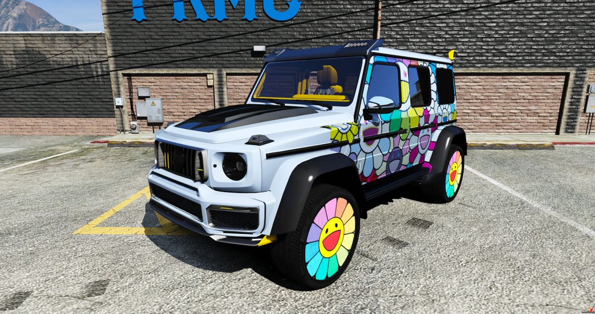 [Debadged]-Custom Sunflower Wrapped Brabus On Custom Sunflower Rims