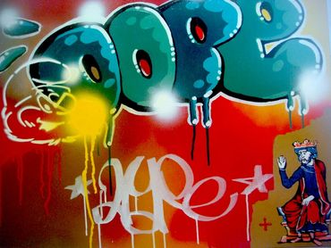 Original Painting "Dope-Papa Smurf" by Beau Tardy Artist. Acrylic and Spray Paint on Canvas - 2016