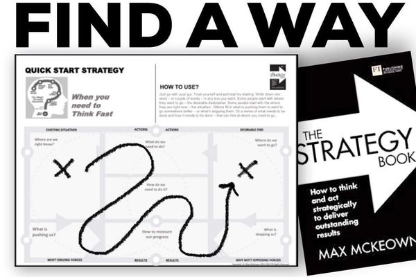 The Speed Strategy Canvas next to The Strategy Book with arrows showing how to shape the future.