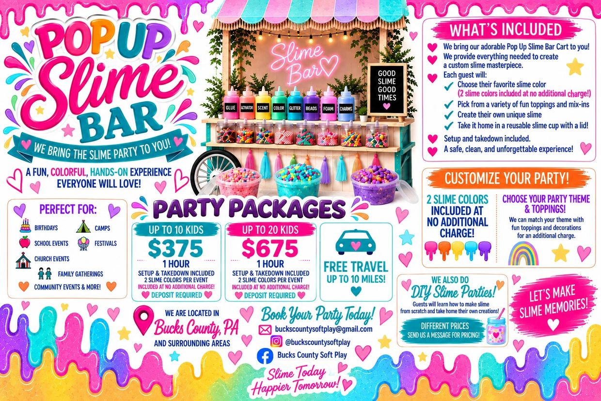 Pop Up Slime Bar offers customizable slime party packages in Bucks County, PA.
