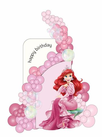 Décor d’anniversaire rose avec ballons et princesse pour fête d’enfants thématique princesses