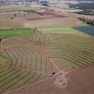 Aerial image of finished drainage in pivot irrigator circle paddock.