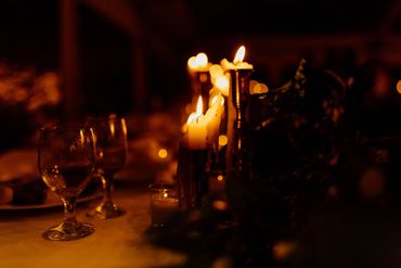 Candles and glass goblets