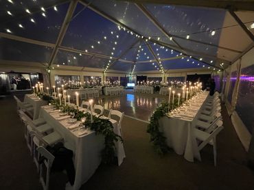 Dining setup for the wedding reception
