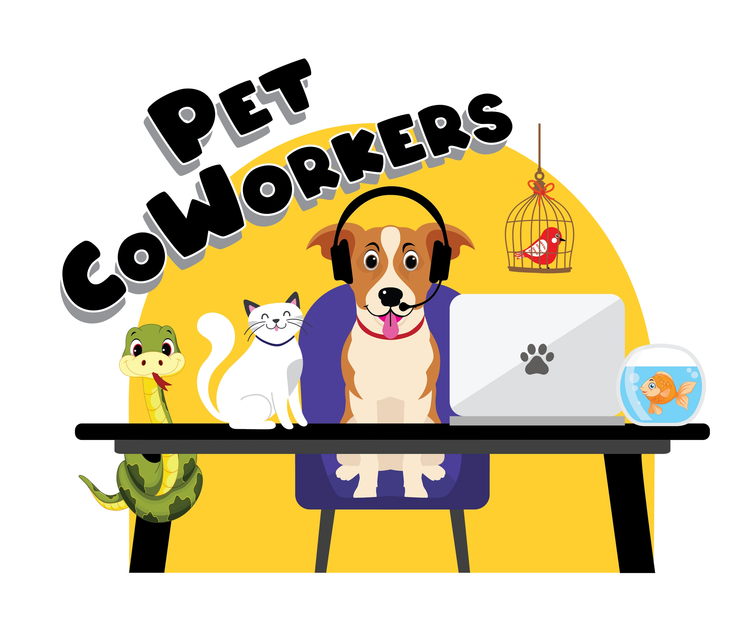 Working with pets.
Pet Coworkers.
Working from home.