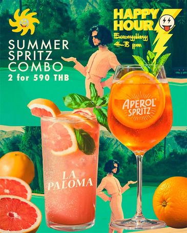 Summer Spritz Combo with La Paloma and Aperol Spritz drinks for happy hour.