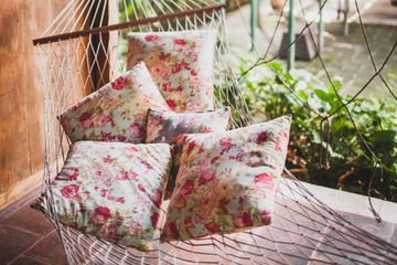 Hammock with colourful pillows