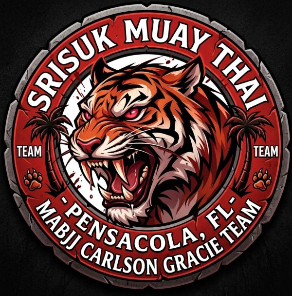 Fierce tiger logo for Srisuk Muay Thai and Carlson Gracie team.