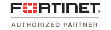 Fortinet Authorized Partner logo with red and black design.