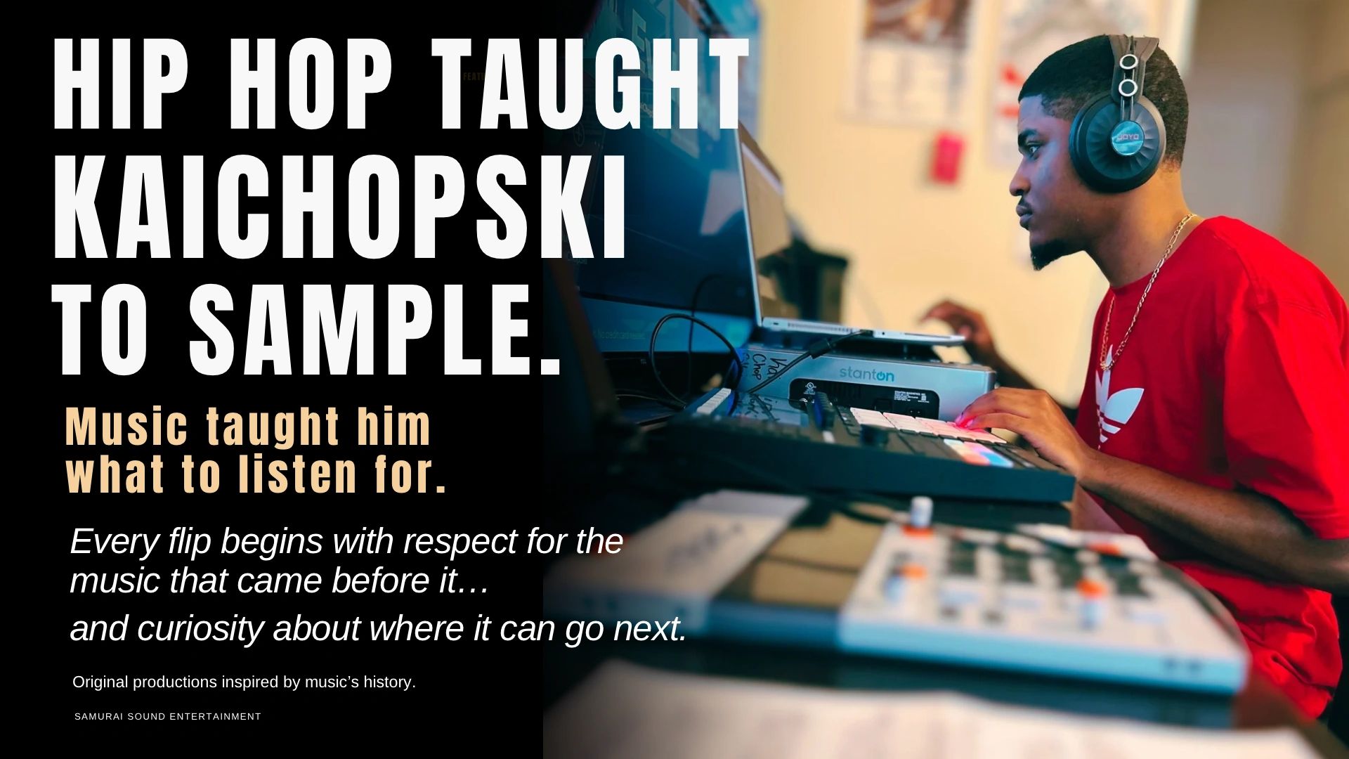 Sample-Based Producer KaiChopSki in his bedroom studio.