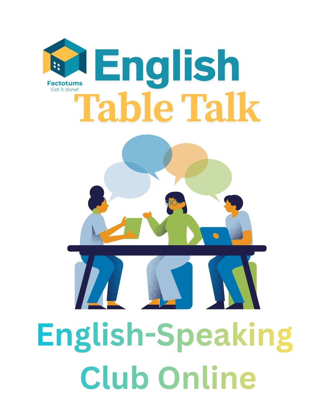 Online English-speaking club with group discussion.