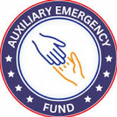 Logo of Auxiliary Emergency Fund with helping hands and stars.
