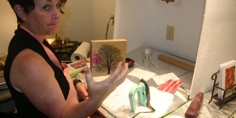 Jodie working in studio