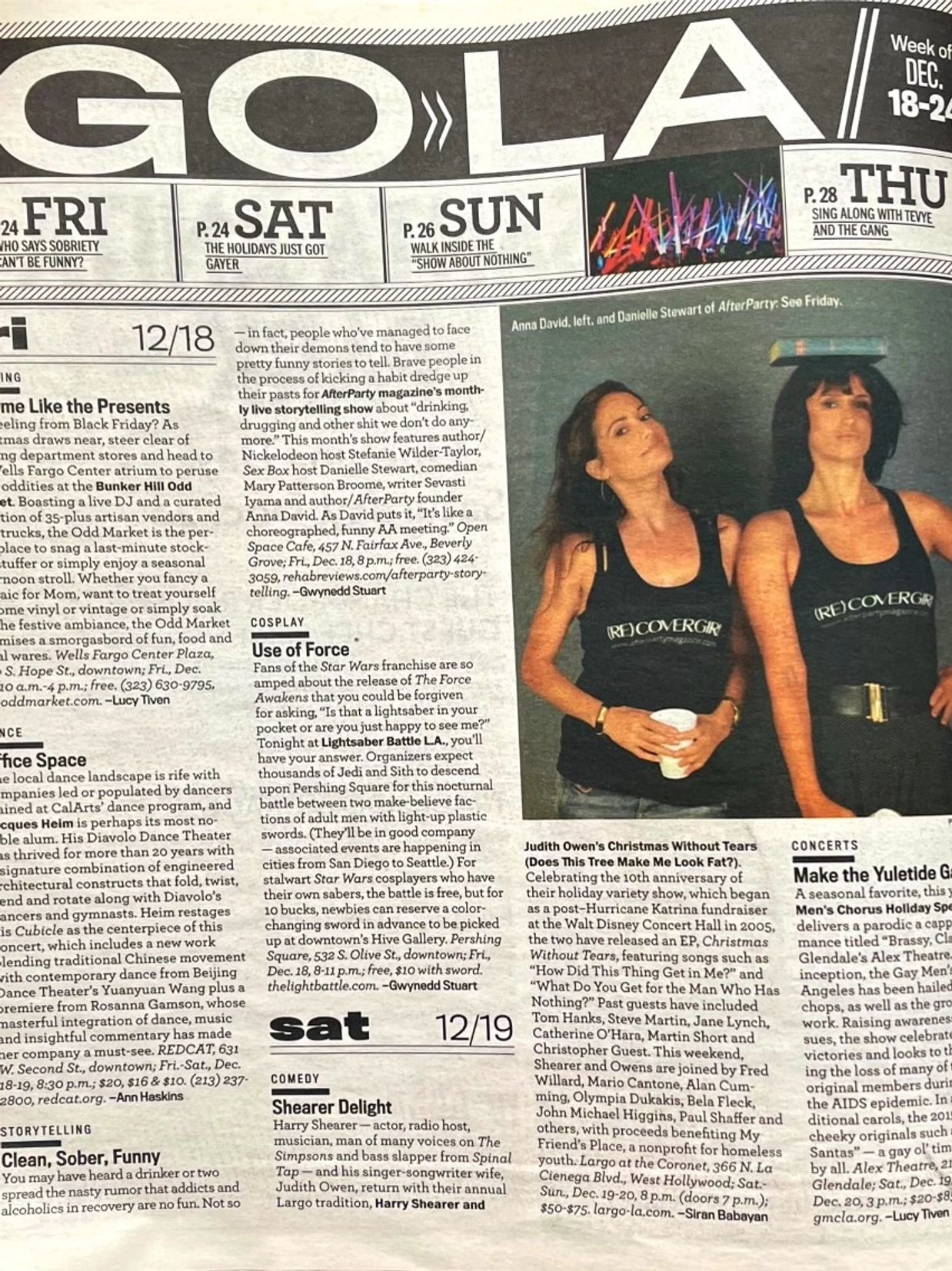Two women wearing matching (RE)COVERGIRL tank tops, one balancing a book on her head.