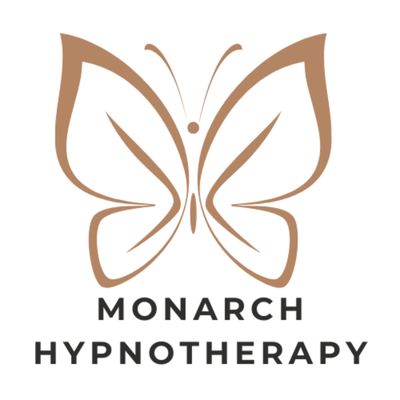 Monarch Hypnotherapy butterfly logo in bronze