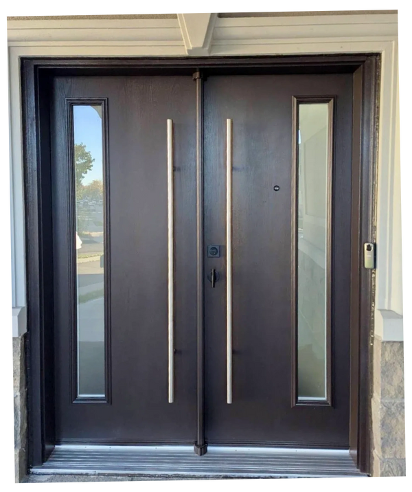 Fibreglass Double door 32" wide (6' or 8' high) 
Color: dark brown
Price: $4000