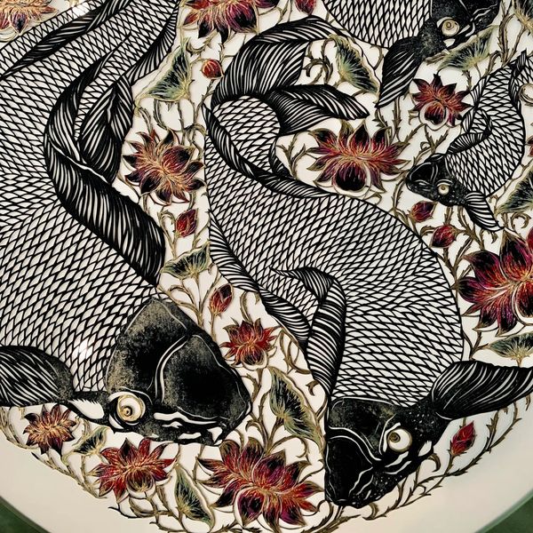 Inspired by the timeless beauty of Japanese woodblock Koi fish designs dating back to the 6th centur