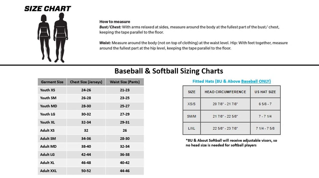 Villa Hills Longhorns & Lady Longhorns Sizing Charts for 2023 season