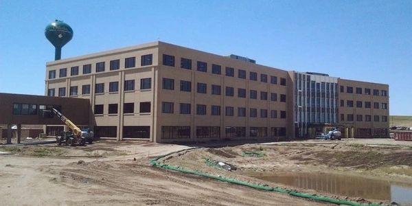 New construction building with glass