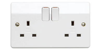 MK Logic Plus K2747 WHI 13A Double Pole Switchsocket, 2 Gang