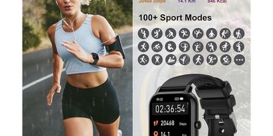 Answer/Make Calls, 1.85" Smartwatch, Fitness Watch with Heart Rate Sleep Monitor, Step Counter, 100+