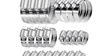 20 Pcs Hose Clips Set, Adjustable 6-51mm Range Hose Clamps 304 Stainless Steel, Hose Screws Pipe Cla