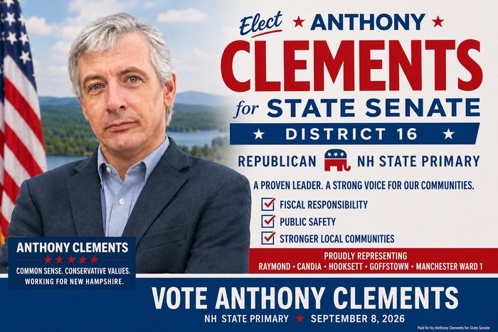 Campaign Ad for Republican Candidate Anthony Clements NH State Primary State Senator district 16