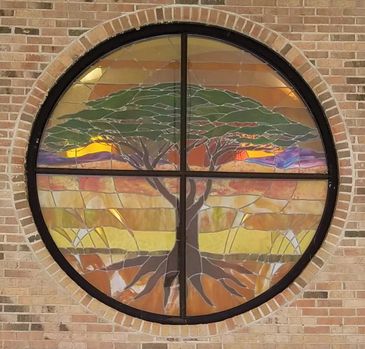 Stained Glass Tree at Holy Cross Catholic Church in Durham NC